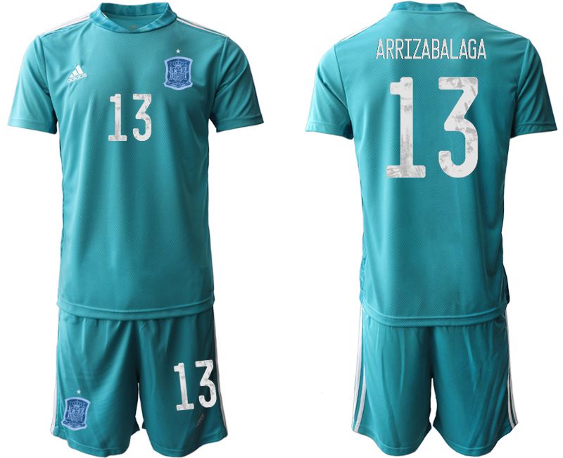 Men 2021 World Cup National Spain lake blue goalkeeper #13 Soccer Jerseys